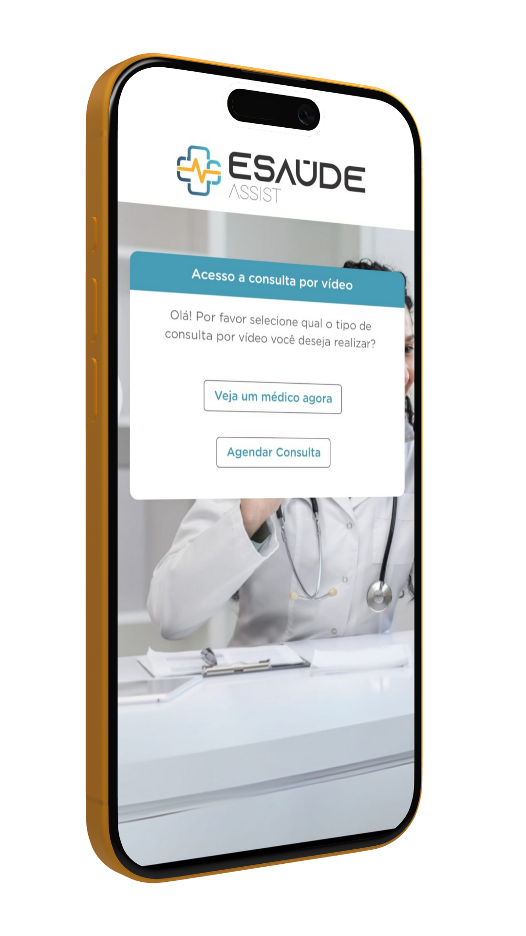 Aplicativo E-Saúde Assist no telefone