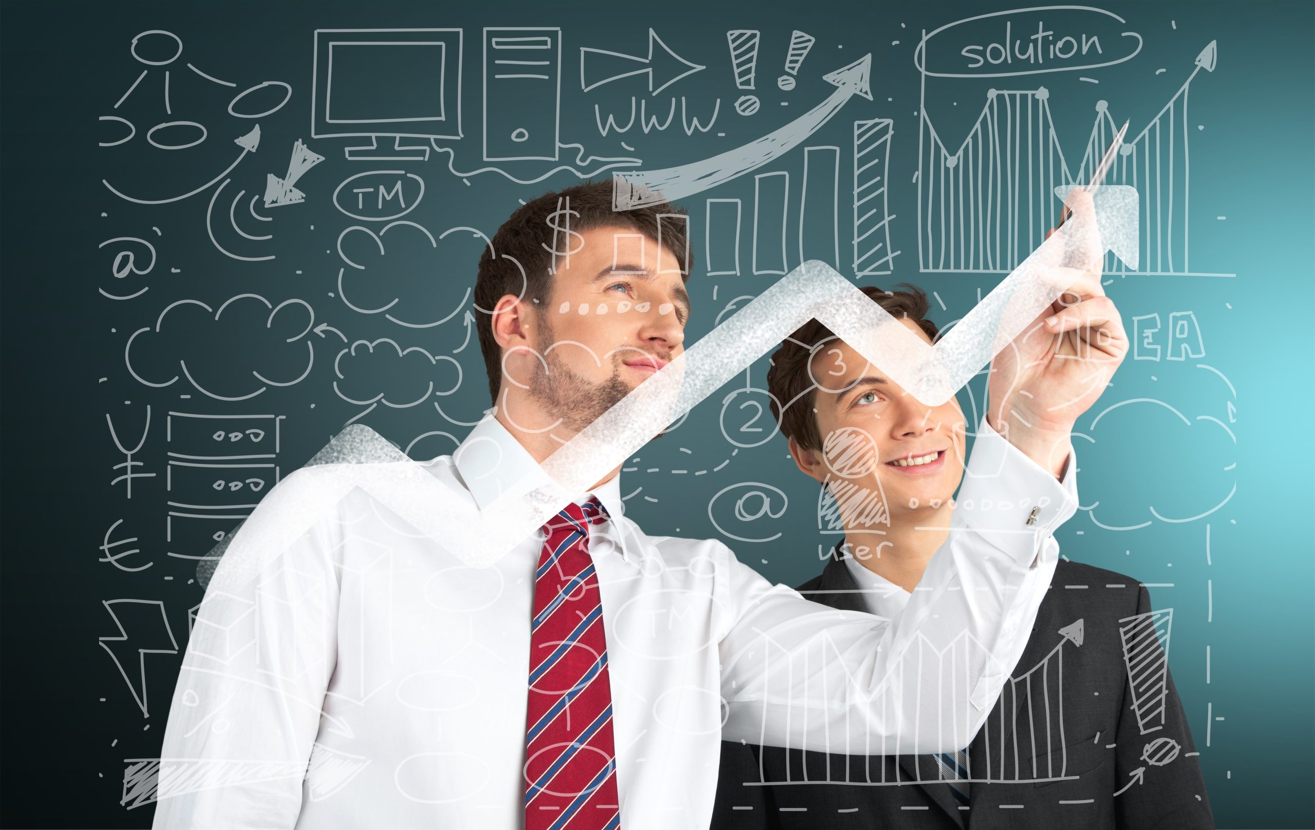 Portrait Two Businessmen Working Together Scaled